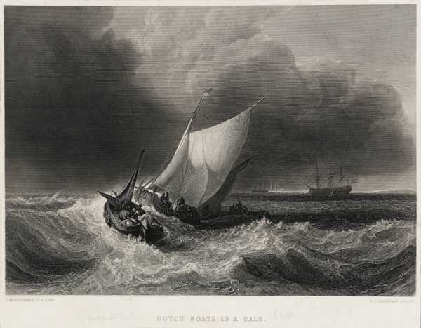 ‘Dutch Boats in a Gale (Bridgewater Gallery), engraved by Armytage