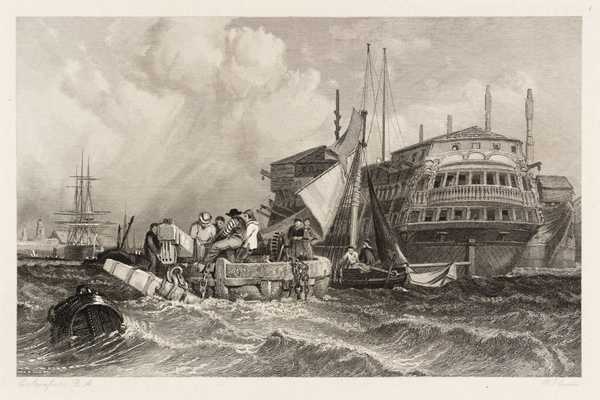 ‘Portsmouth Harbour, engraved by W.J. Cooke‘, after Clarkson Frederick ...