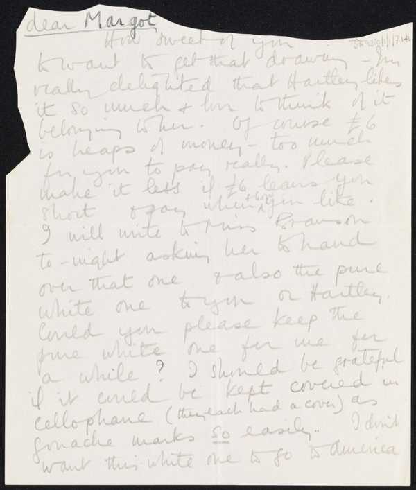 Letter from Barbara Hepworth to Margot Eates promising to sell her a ...