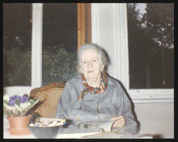 Photograph of Marie-Louise von Motesiczky seated in front of a window ...