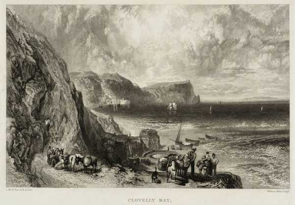 ‘Clovelly Bay, Devonshire, engraved by W. Miller‘, after Joseph Mallord ...