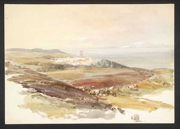 View of Cromer, a Sheep in the Foreground