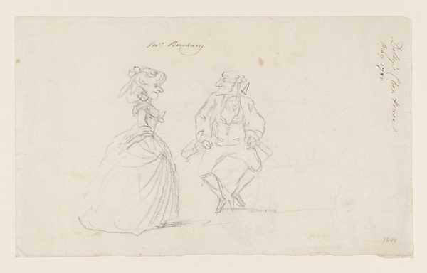 The Minuet. Verso: Two heads, and Three Other Heads, Vertically