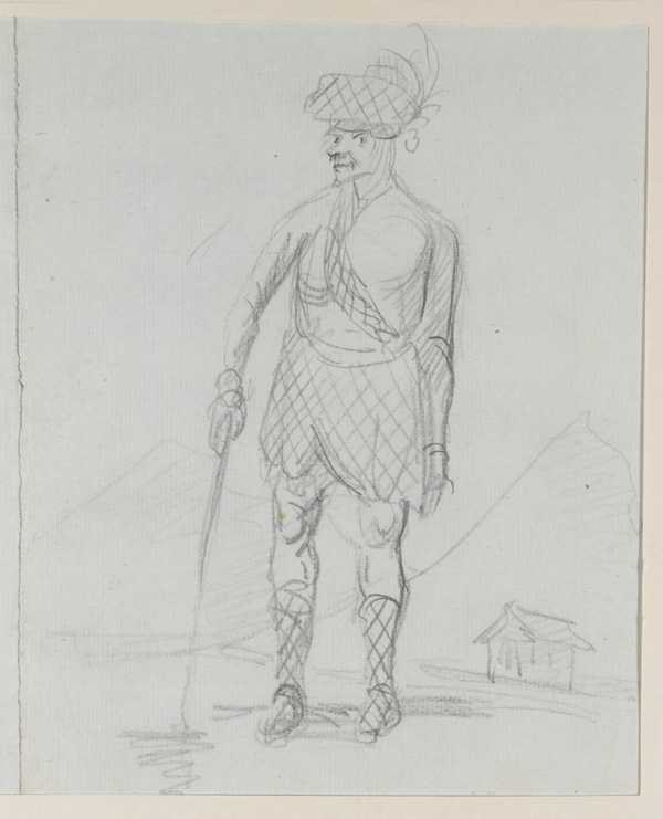 Caricature of a Scotsman. Verso: Similar Sketches