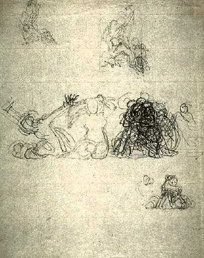 [title not known] Verso: Figure and Group Compositional Sketches
