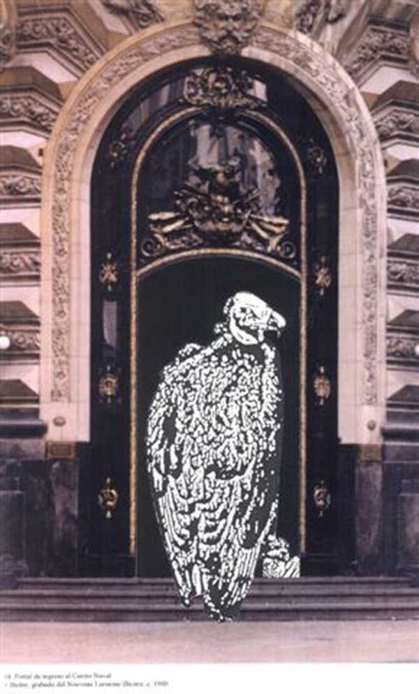Entrance to the Naval Headquarters + ‘Vulture’, Engraving from the Nouveau Larousse Illustré, c. 1900