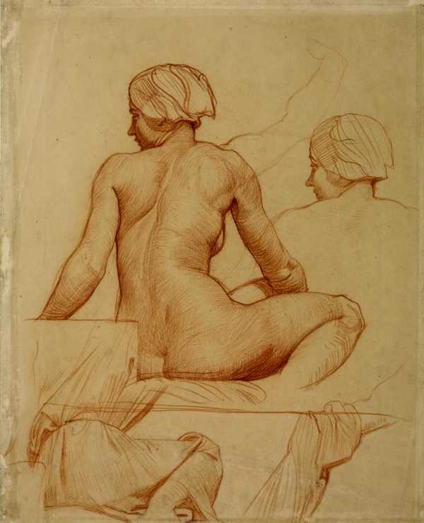 Study for a Seated Woman Gazing at ‘Magog Thrown into the Sea’, for Dorchester House
