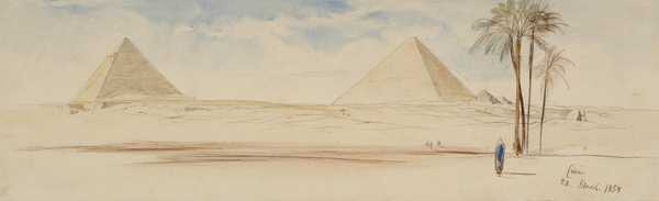 ‘The Pyramids with the Sphinx and Palms‘, Edward Lear, 1858 | Tate