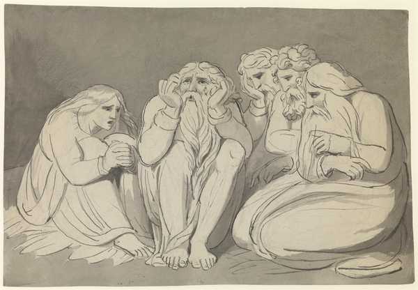 Job, his Wife and his Friends: The Complaint of Job. Verso: Job’s Wife and Eight Other Sketches