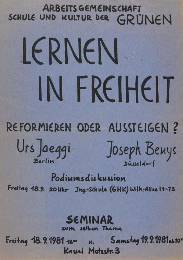 Podium discussion with Urs Jaeggi and Joseph Beuys.