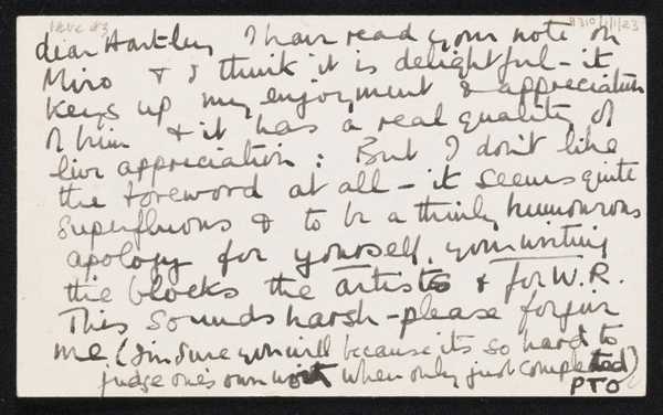 ‘Postcard from Barbara Hepworth offering suggestions on Ramsden’s ...