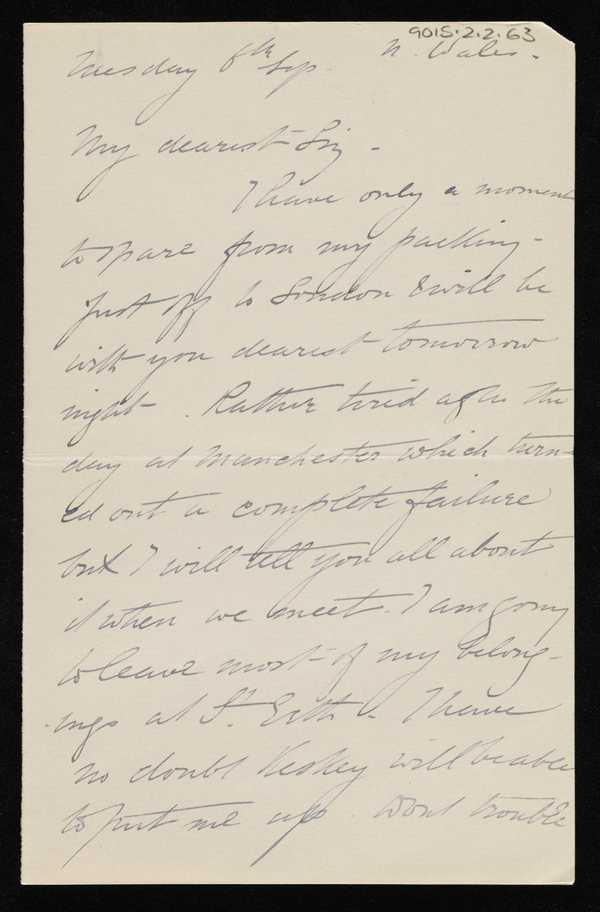 Letter from Stanhope Forbes to Elizabeth Armstrong, addressed North ...