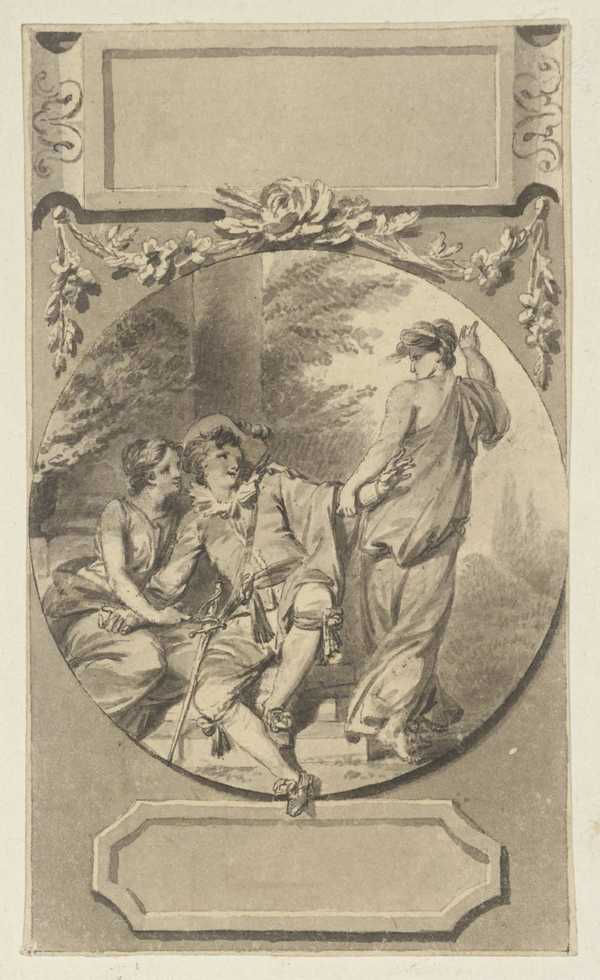 Illustration to Bell’s ‘Poets’, Scene in Medallion with Cartouches, Etc. Above and Below