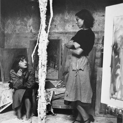 Annette in the studio with a friend, ca. 1954