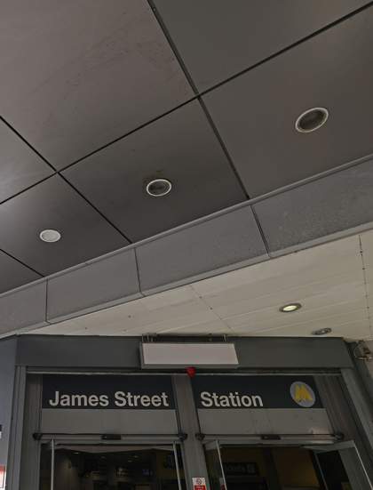 A photograph of the sign to St James Street train station
