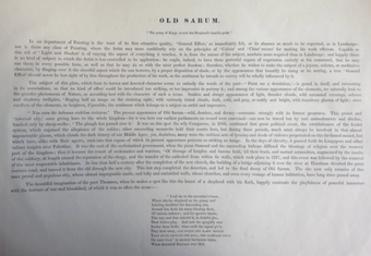 A page of text printed to accompany an image of Old Sarum, featuring three paragraphs of prose and a quotation of verse.