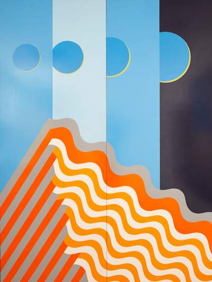 Mohamed Melehi, Volcanic, 1985, Cellulosic paint on wood