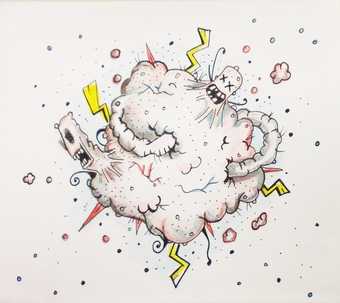 an abstract drawing of a cloud-like figure 