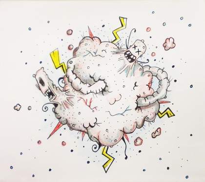 an abstract drawing of a cloud-like figure 