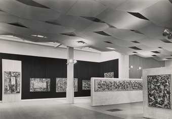 Installation view of the Jackson Pollock exhibition at the Whitechapel Art Gallery, London, 1958