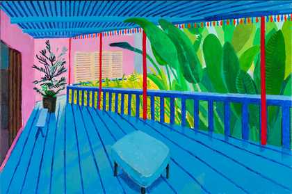 David Hockney, Garden with Blue Terrace, 2015, Private Collection © David Hockney Photo Credit: Richard Schmidt