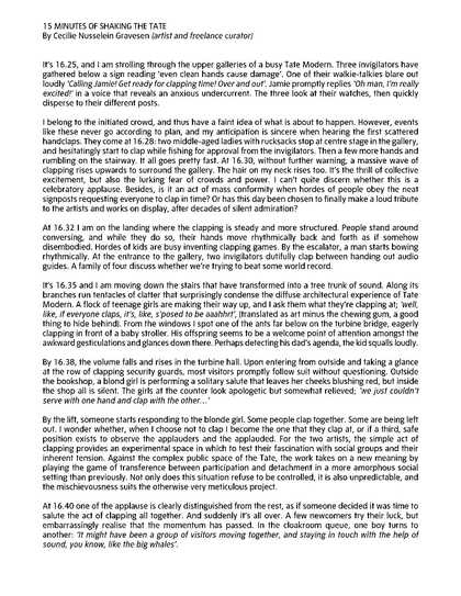 15 Minutes of Shaking the Tate, essay by Cecilie Gravesen