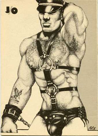 Drawing of man posing in leather gear