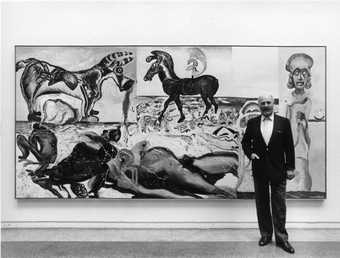 Malcolm Morley with his 1984 Turner Prize installation