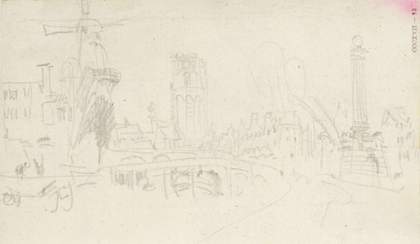 J.M.W. Turner, View of the Hofpoort in Rotterdam with the Blauwe Molen and St. Lawrence ?1833