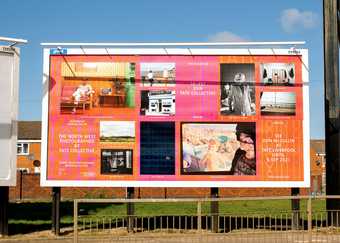 photograph of Tate Collective billboard with photographs 