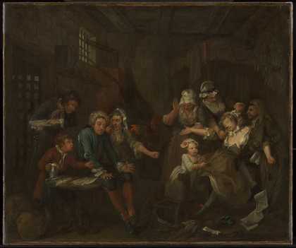 Various figures, some holding a woman who has fainted