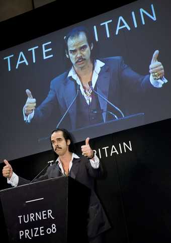 Nick Cave giving a speech at the Turner Prize 2008