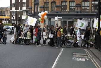 Local residents in a parade