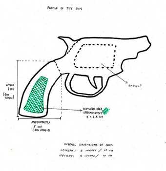 Donald Rodney, How the West Was Won, Likely size and shape of the toy gun