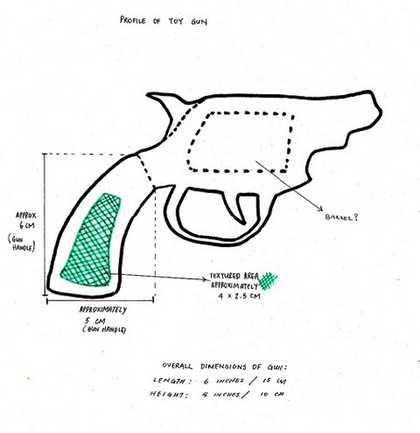 Donald Rodney, How the West Was Won, Likely size and shape of the toy gun
