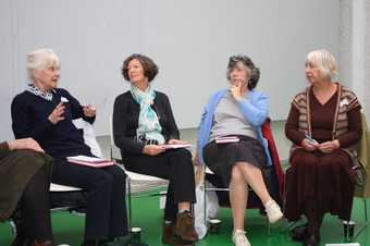 Participants in a round table discussion at a Late at Tate event at Tate St Ives