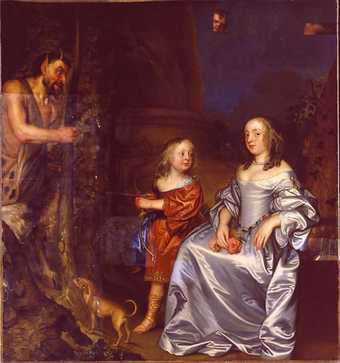 The painting during cleaning Hayls Portrait of a Lady and a Boy with Pan