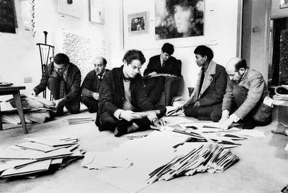 Paul Keeler, Sergio de Camargo, Guy Brett, Christopher Walker, David Medalla and Gustav Metzger mailing Signals Newsbulletin from Cornwall Gardens in 1964