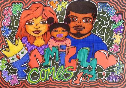 a family portrait of three family members