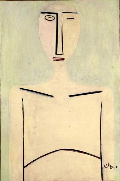 Image of Wifredo Lam's painting Young Woman on a Light Green Background from 1938