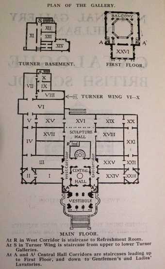 Line drawing plan of Tate Britain in 1924