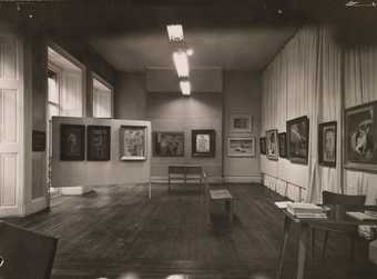 Installation view of the exhibition Symbolic Realism in American Painting 1940–1950 at the Institute for Contemporary Arts, London, 1950