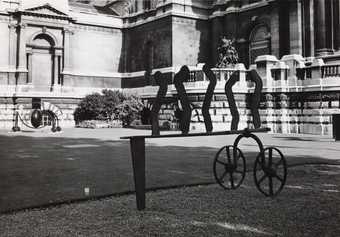 Sculptures by David Smith outside the Tate Gallery during the exhibition David Smith 1906–1965, Tate Gallery, London, 1966