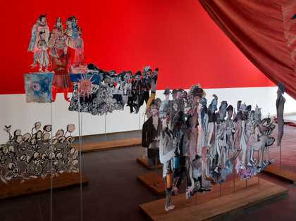 Photograph of work by Anna Boghiguian, Promenade dans l’inconscient 2016 (A Walk in the Unconscious 2016), detail. Photograph © Renato Ghiazza