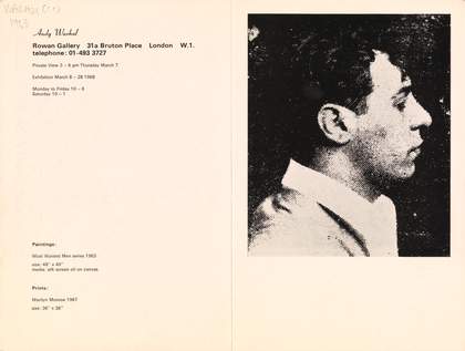 Spread from Andy Warhol, exhibition catalogue, Rowan Galley, London 1968