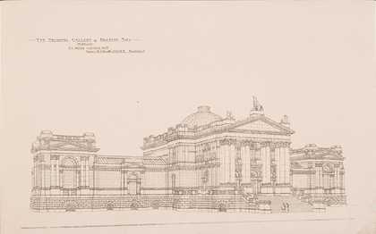 Architectural drawing of the first accepted design for Tate Britain