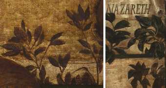 Fig.40 Two details of leaves in the background of the left canvas of the first version of Edward Burne-Jones’s The Annunciation and the Adoration of the Magi 1861 © Tate