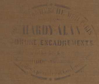 Detail of the Hardy-Alan artist canvas supplier stamp applied to the back of the canvas