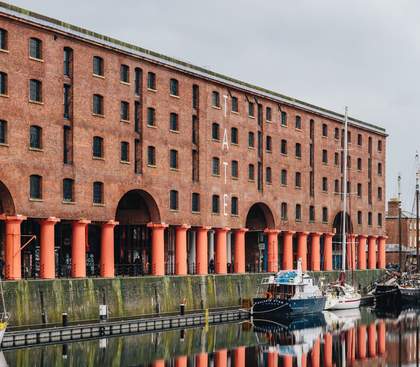 Tate Liverpool with reflection in water