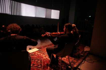 Tony Conrad, Fifty-One Years on the Infinite Plain 1972–2013, performance documentation, Live Arts Week II, Bologna 16 April 2013. Photo by Francesca Liccardi​